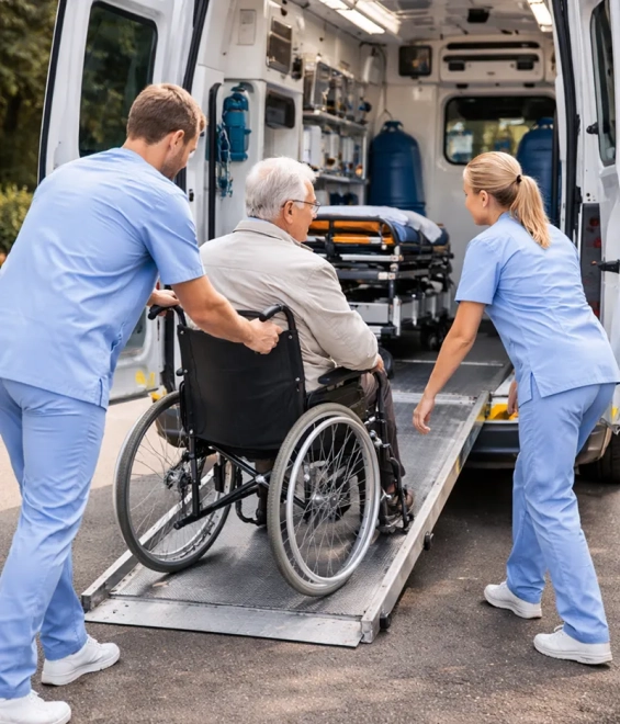 Перевозка мужчины из дома в больницу